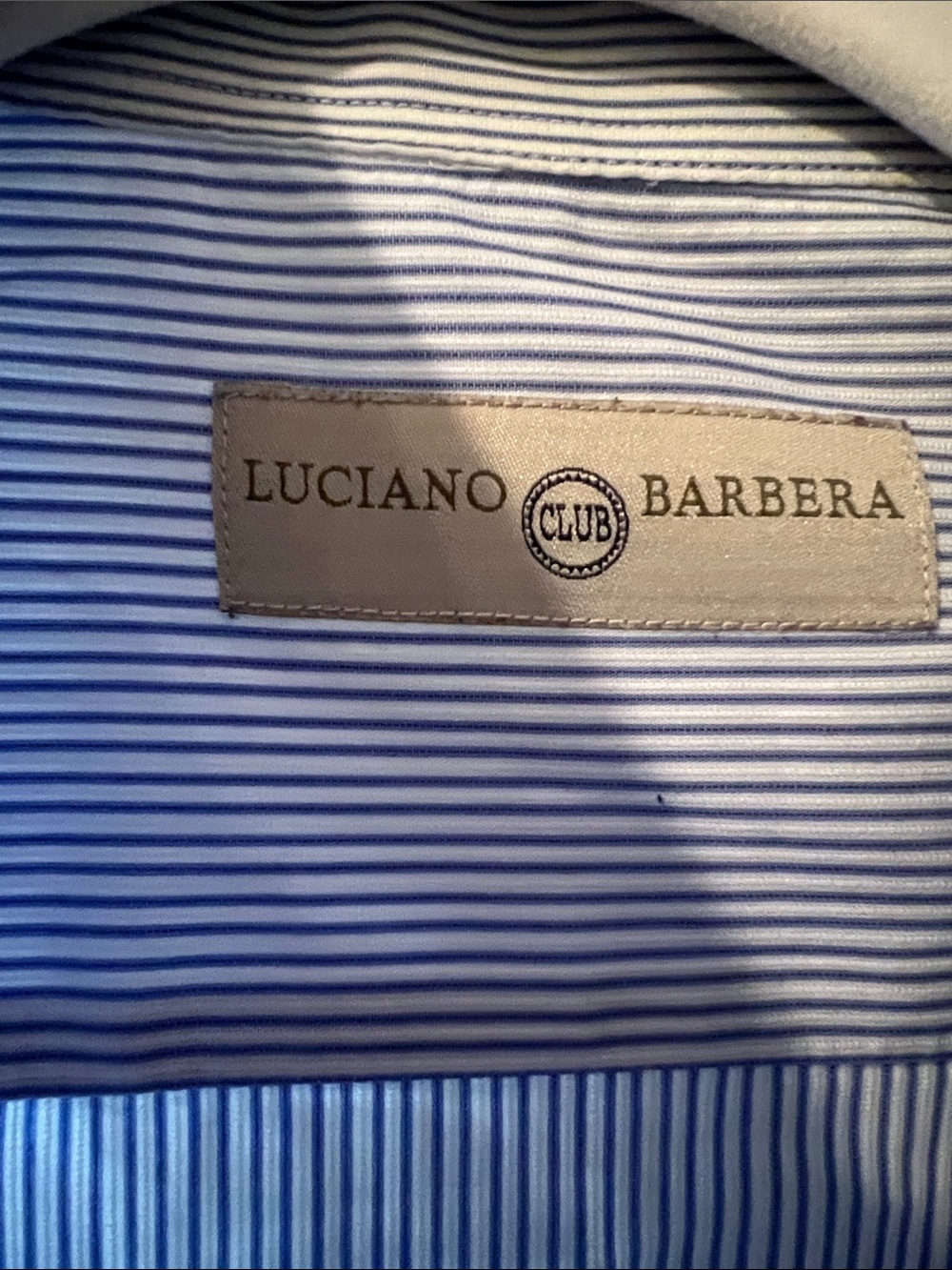 Luciano Barbera Blue and White Pinstripe Dress Shirt